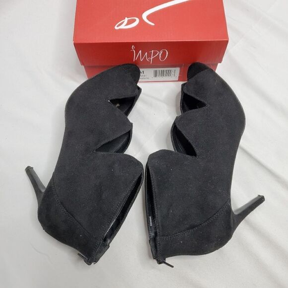 IMPO Tyra black vegan suede zip back pump heels with box 10 - Picture 4 of 11